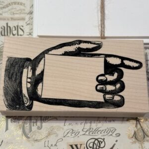 Large hand holding blank card